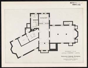 Basement plan, proposed library building, Waban, Mass.