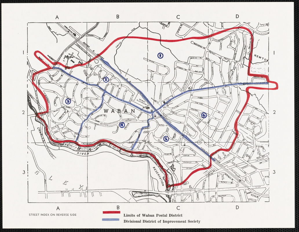 Map of Waban Postal District and divisional district of Improvement