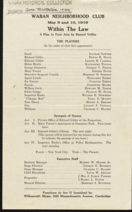 Waban Neighborhood Club production of “Within the law” May 9 and 10, 1919