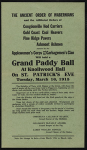 Grand Paddy Ball flyer, March 16, 1915