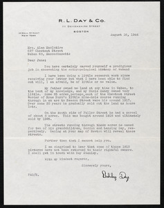 Letter from Ashley Day to Mrs. Alan MacIntire dated August 16, 1944 referencing Uncle Henry's real estate owned and developed