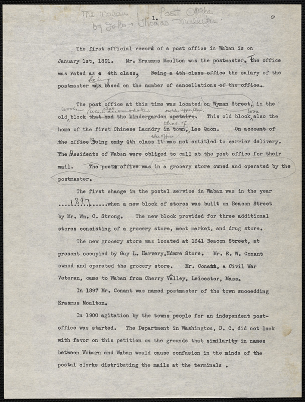 The Waban Post Office Digital Commonwealth