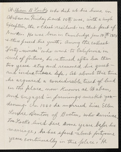 Letter written by William Hall Williams concerning his memories of William B. Locke