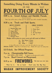 Poster advertising Waban Fourth of July