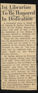 Dr. Fannie M. McGee librarian to have memorial room named in her honor