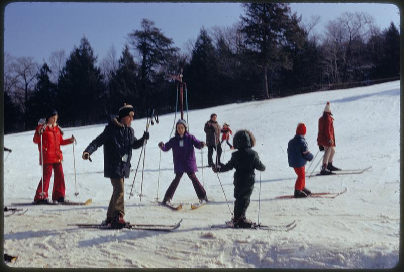 Boston area - Blue Hill ski slopes. 10 miles from center of Boston just across line into Milton - Great Blue Hill ski area maintained by Metropolitan District Commission, available by street car and bus from inner city