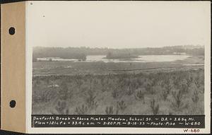 Danforth Brook, above Mixter meadow, School Street, drainage area = 3.6 square miles, flow = 121 cubic feet per second = 33.4 cubic feet per second per square mile, Hardwick, Mass., 3:20 PM, Sep. 16, 1933