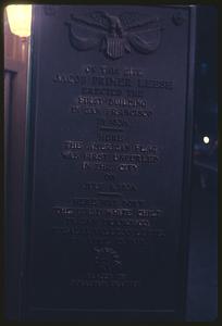 Plaque marking site of first building in San Francisco