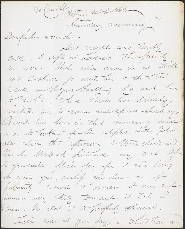 Letter from John D. Long to Zadoc Long and Julia D. Long, October 6, 1866