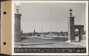 Contract No. 56, Administration Buildings, Main Dam, Belchertown, looking northwesterly in front of Main Building, Belchertown, Mass., Oct. 10, 1938