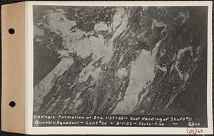 Contract No. 20, Coldbrook-Swift Tunnel, Barre, Hardwick, Greenwich, geologic formation at Sta. 1137+22, east heading of Shaft 11, Quabbin Aqueduct, Hardwick, Mass., Sep. 1, 1933