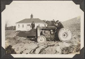 Tractor grading at the pumping station