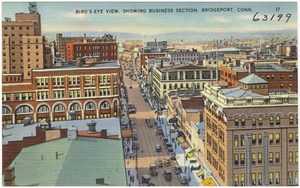 Bird's eye view, showing Business Section, Bridgeport, Conn.