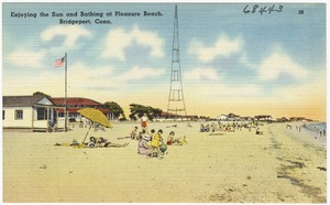 Enjoying the sun and bathing at Pleasure Beach, Bridgeport, Conn.
