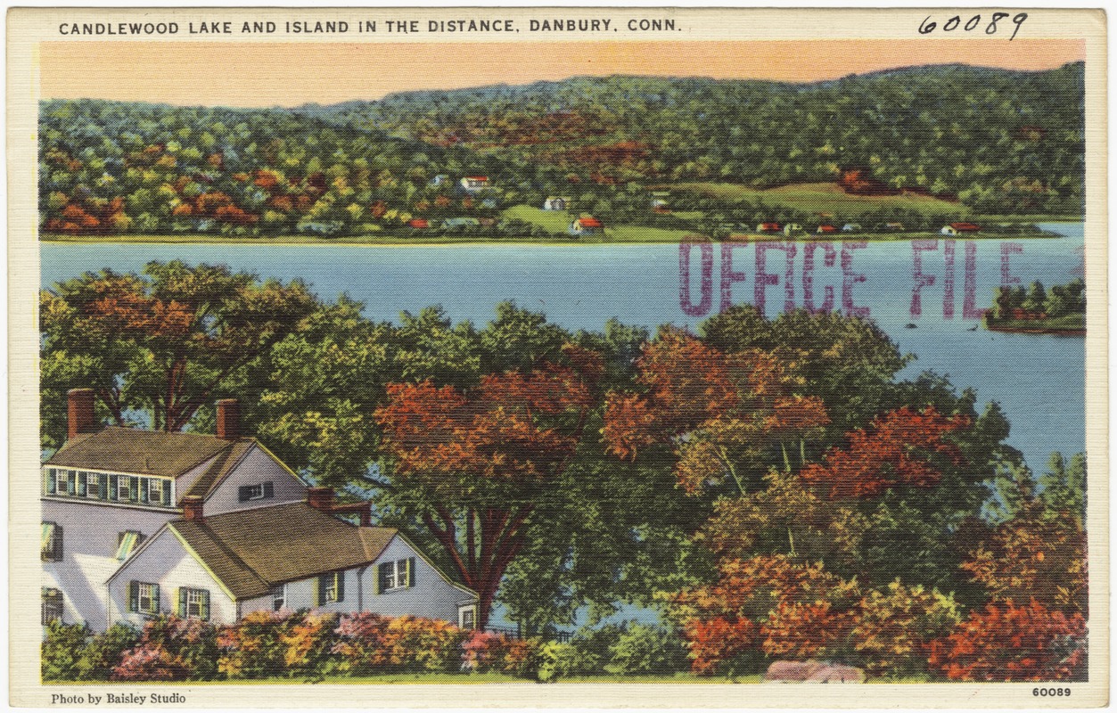 Candlewood Lake and island in the distance, Danbury, Conn.