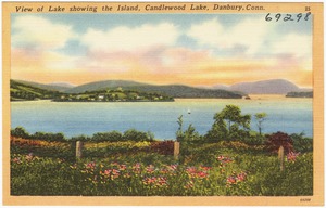 View of Lake showing the Island, Candlewood Lake, Danbury, Conn.