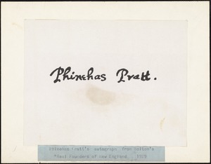 Phinehas Pratt's autograph from Bolton's "Real Founders of New England" 1929