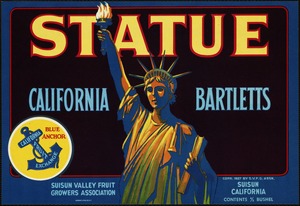 Statue. California Bartletts, Suisun Valley Fruit Growers Association, Suisun California