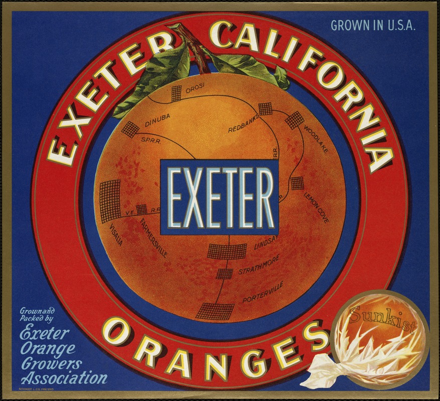 Exeter. Exeter California oranges, grown and packed by Exeter Orange Growers Association