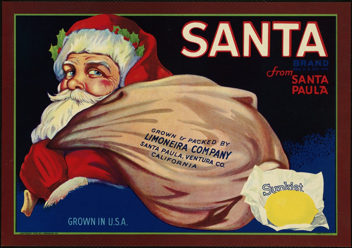 Santa Brand. Grown & packed by Limoneira Company, Santa Paula, Ventura Co., California