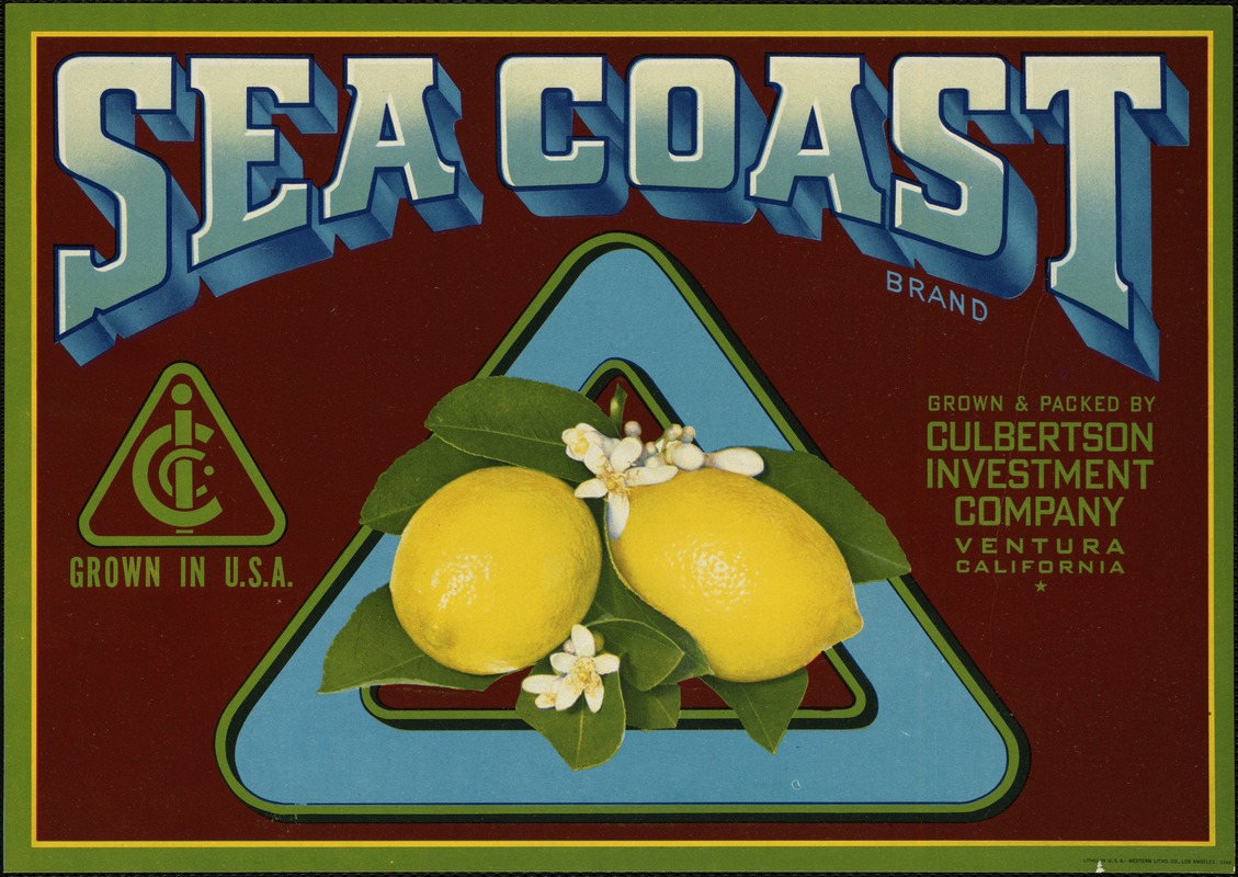 Sea Coast Brand. Grown & packed by Culbertson Investment Company, Ventura California