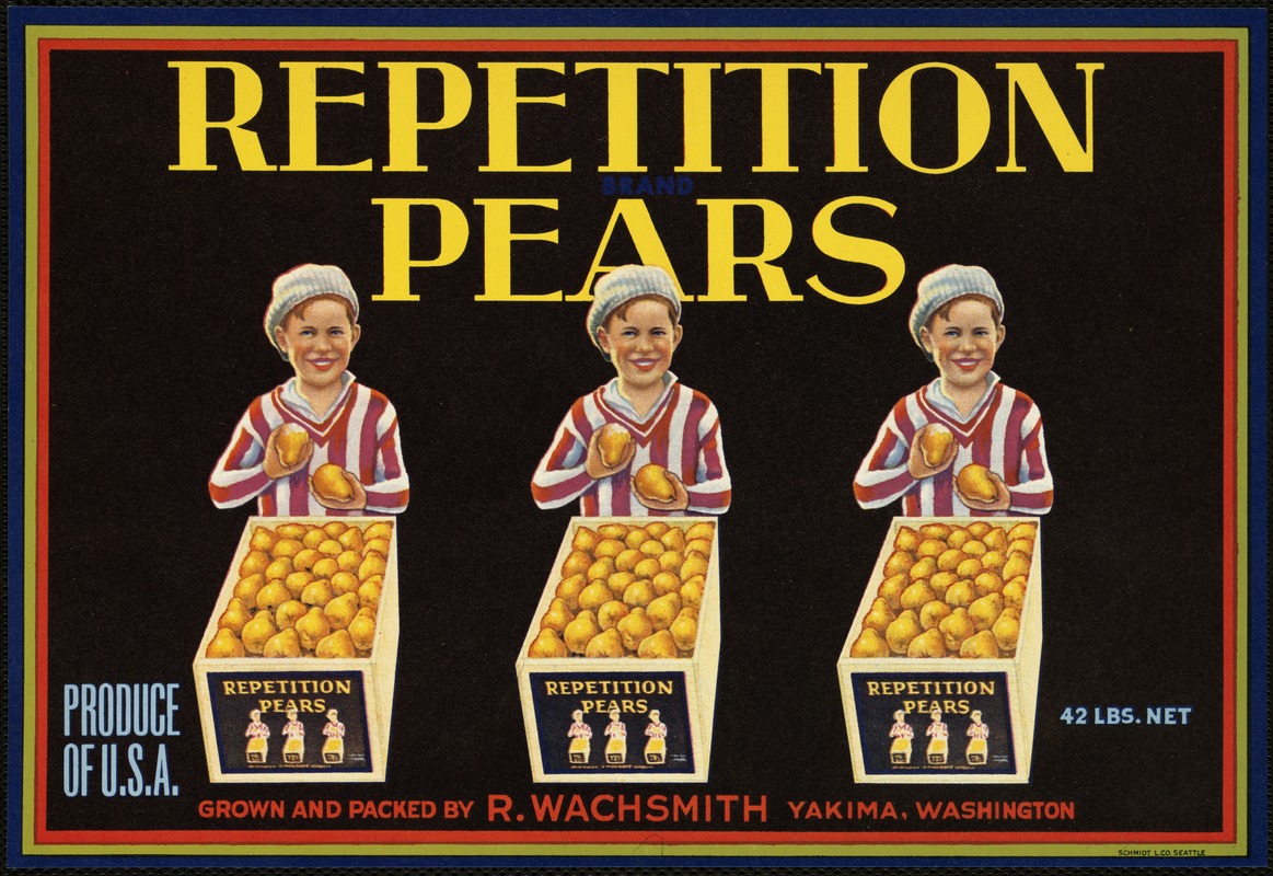 Repetition Pears. Grown and packed by R. Wachsmith, Yakima, Washington