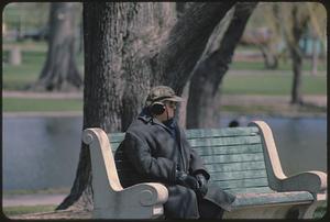 Man sitting on bench, Public Garden, Boston