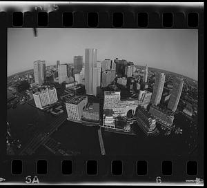 Boston downtown business district & waterfront (fisheye lens), downtown Boston