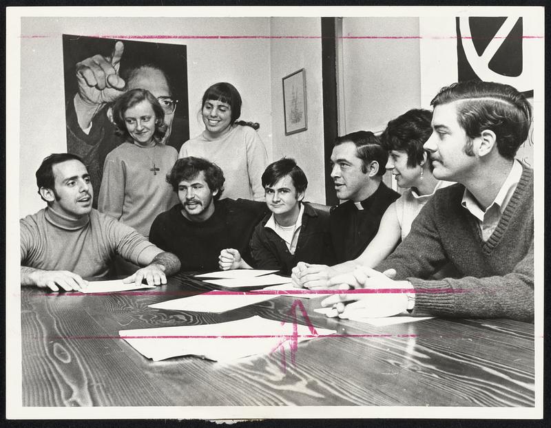 The Boston Eight, discuss future strategy. Seated, left, Rev. Anthony ...