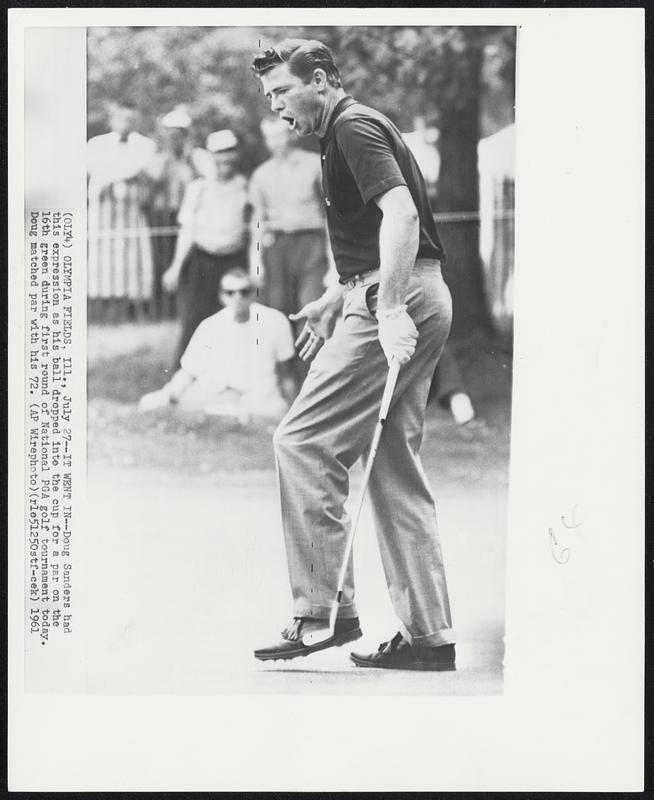 It Went In--Doug Sanders had this expression as his ball dropped into the cup for a par on the 16th green during first round of National PGA golf tournament today. Doug matched par with his 72.