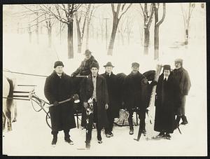 Seven men of Williamstown State Guard who cut wood on H.N. Teague's lawn yesterday