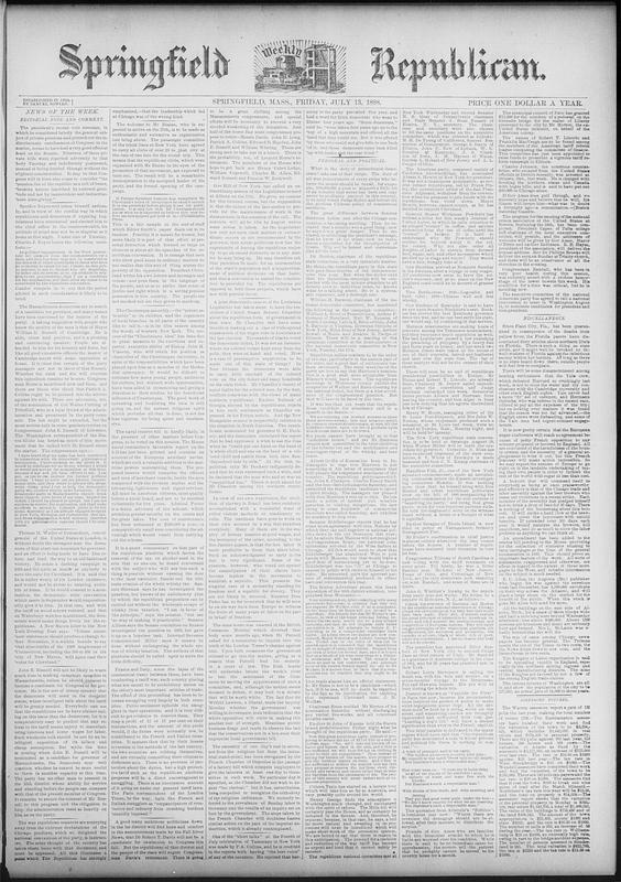 Springfield Weekly Republican. July 13, 1888 - Digital Commonwealth