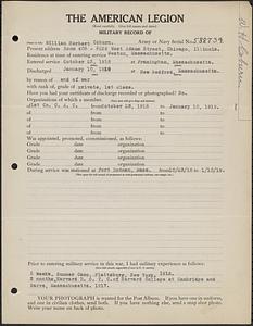 American Legion military record of William Herbert Coburn