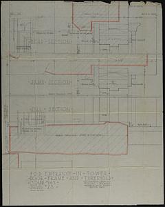 Full-scale drawing of entrance in tower door frame and threshold