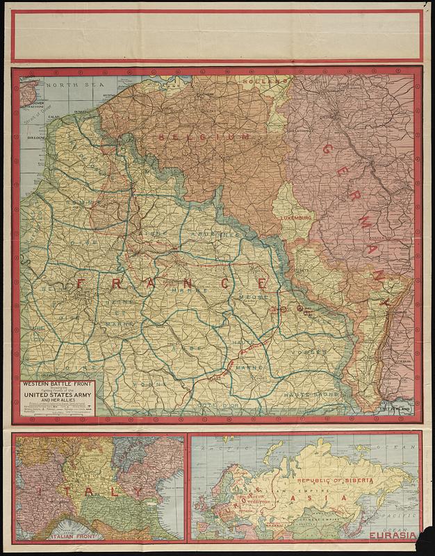 Western battle front showing the fighting fronts of the United States Army and her allies