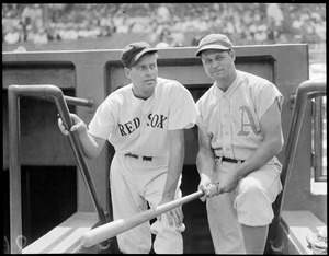 Jimmy Foxx - 16 - Philadelphia Athletics left and Wes Ferrell - pitcher Red Sox at Fenway Park