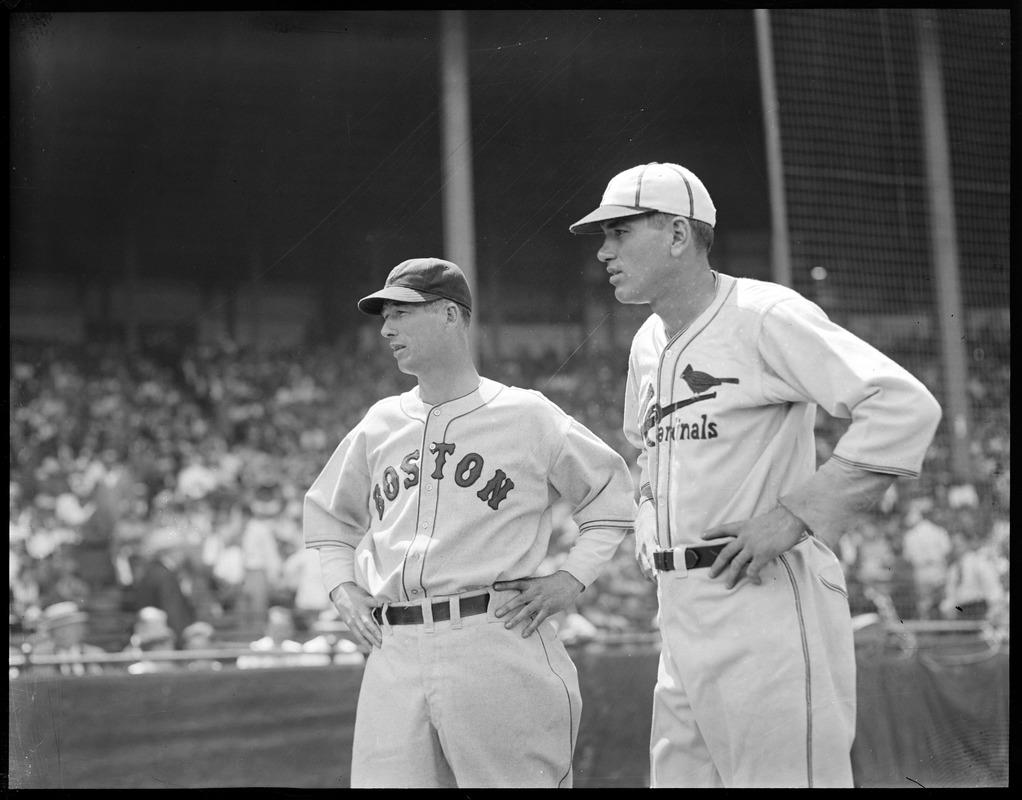 Lefty Grove of the Sox with the Cardinals Dizzy Dean at Braves Field for All-Star Game.