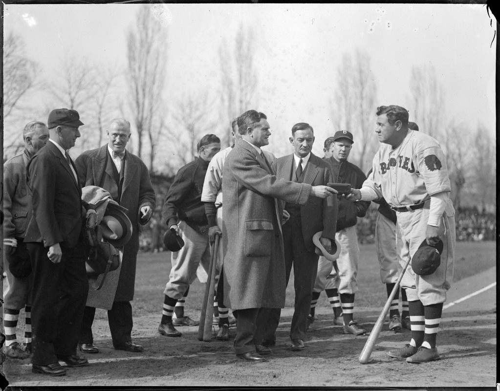 Babe Ruth as a Brave with Worcester Mayor John Mahoney