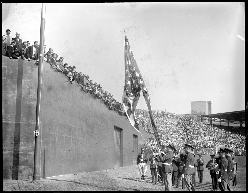 Raising the flag, Fenway Park
