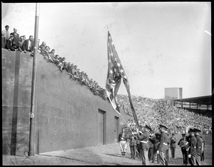 Raising the flag, Fenway Park