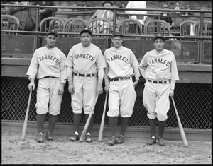 Lou Gehrig, Babe Ruth, with Yankee teammates at Fenway
