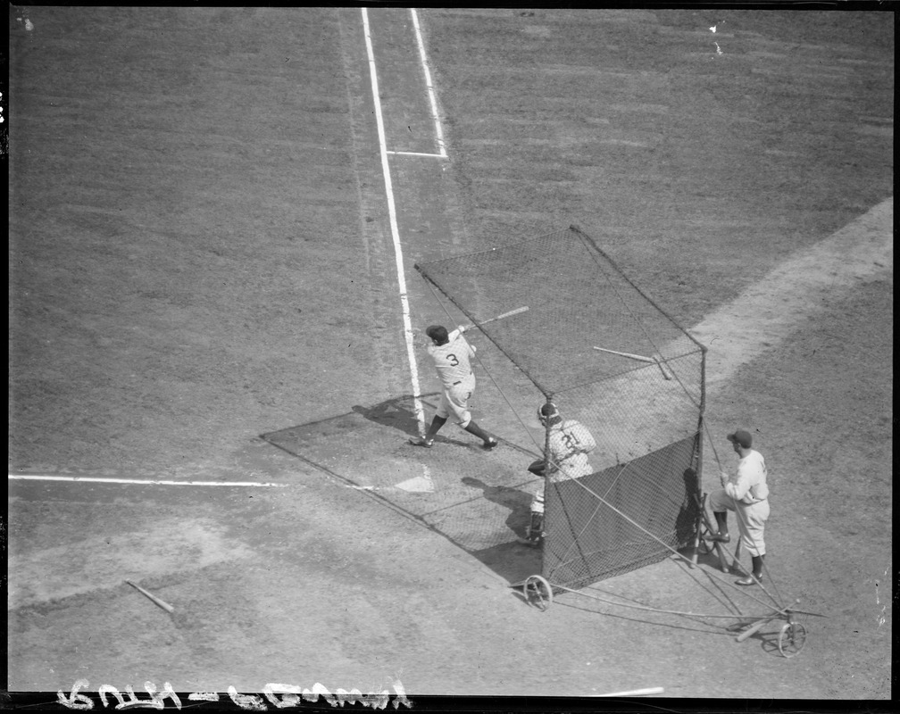 The "Babe" during batting practice at Fenway during series with Sox