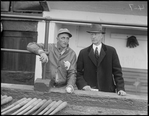 Lena Blackbourne and Connie Mack of the Athletics at Fenway