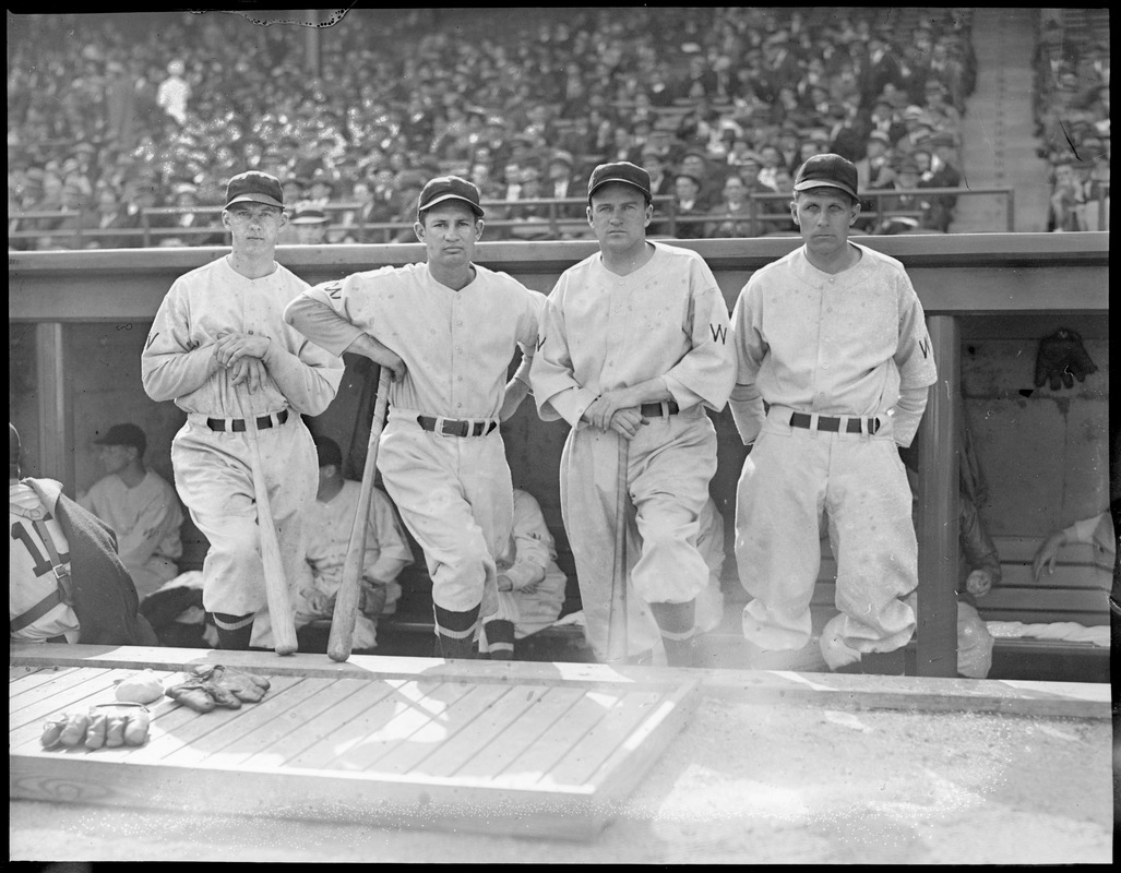 Washington Senators infield including Joe Cronin at Fenway Park