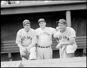 DiMaggio, McCarthy and Gehrig of the Yankees at Fenway