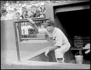 Detroit Tigers player in dugout at Fenway