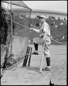 Albie Booth of Yale takes batting practice at Harvard