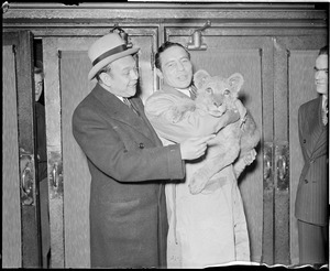 Max Baer handles a big cat at a Boston theatre but he couldn't handle Braddock