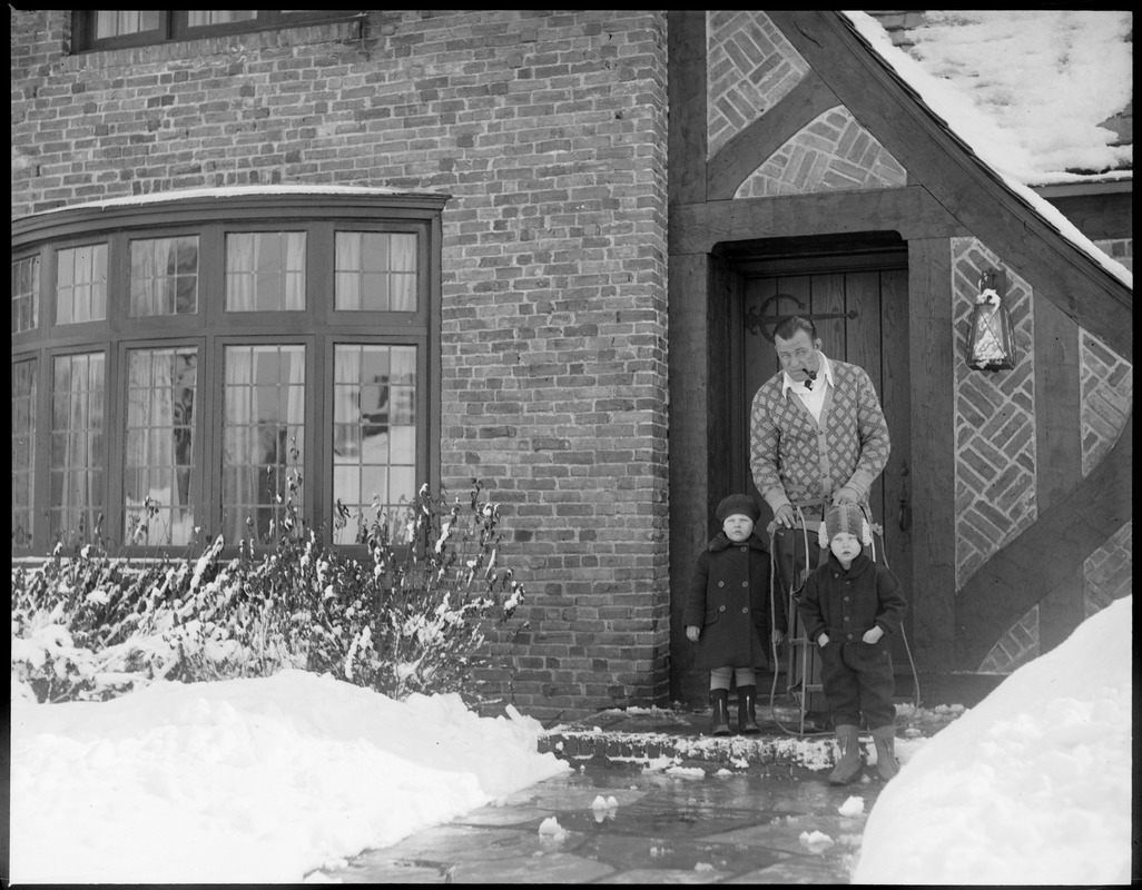 Jack Sharkey and his two daughters, Marilyn, age 4, and Dorothy, age 3, at Chestnut Hill House