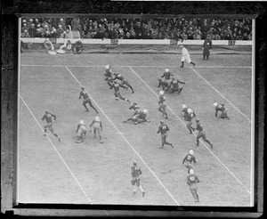 Taylor of Yale running kickoff back to the 20 yard line. Harvard won 10-6